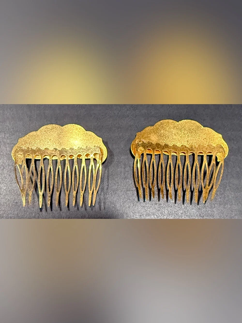 Vintage 70’s 80’s Floral Enamel Gold-Tone Hair Comb and Bracelet Set